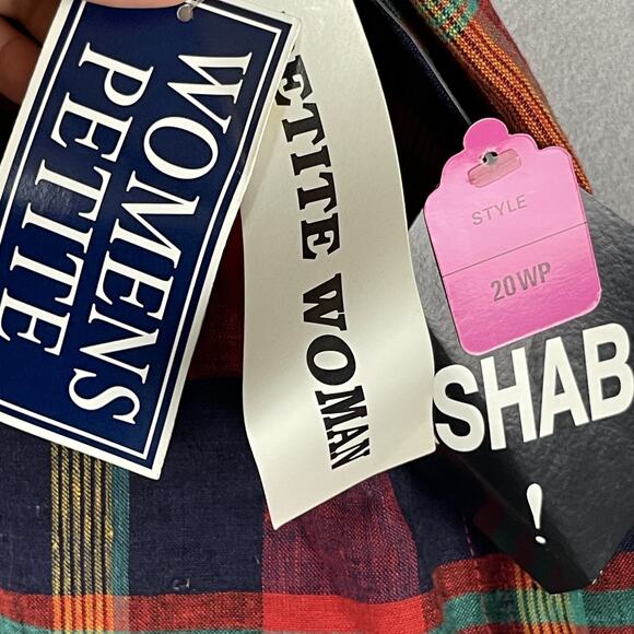 Vintage Lady Dorby Linen Dress Women 20WP Plaid Midi Shawl Collar Cottage NEW - Picture 13 of 14